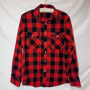 Design in Italy Red-Black Buffalo 🦬 Plaid Shirt-Size Small